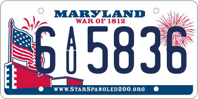 MD license plate 6AU5836