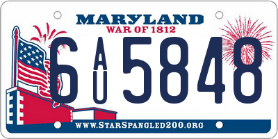 MD license plate 6AU5848