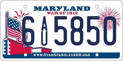 MD license plate 6AU5850
