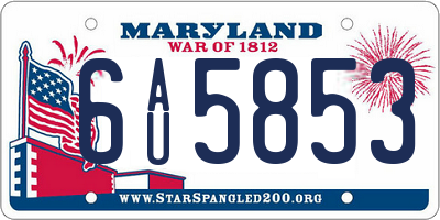 MD license plate 6AU5853
