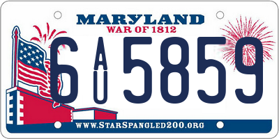 MD license plate 6AU5859