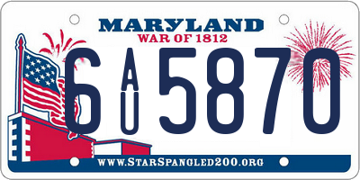 MD license plate 6AU5870