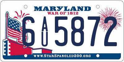 MD license plate 6AU5872