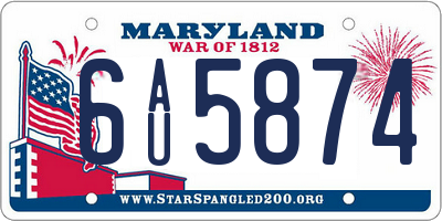 MD license plate 6AU5874
