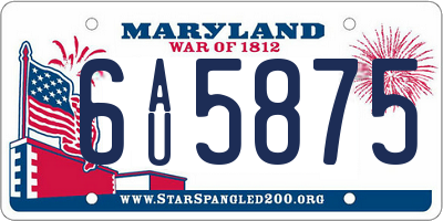 MD license plate 6AU5875