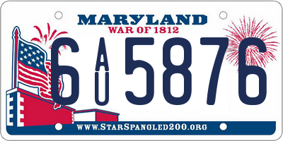 MD license plate 6AU5876