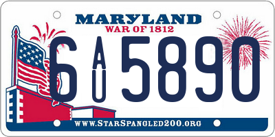 MD license plate 6AU5890