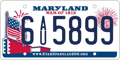 MD license plate 6AU5899