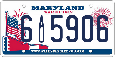 MD license plate 6AU5906
