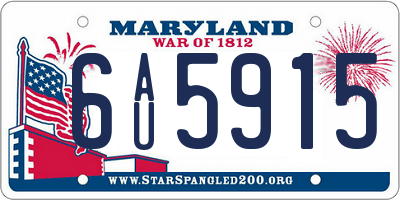 MD license plate 6AU5915