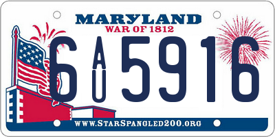 MD license plate 6AU5916