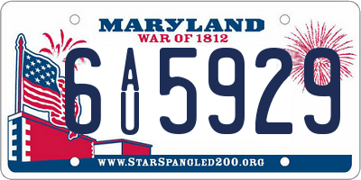 MD license plate 6AU5929