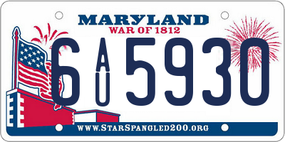 MD license plate 6AU5930