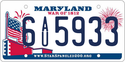 MD license plate 6AU5933