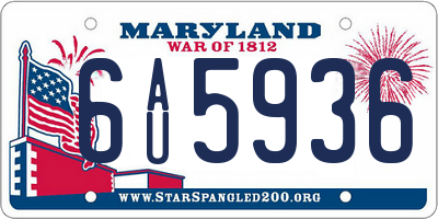 MD license plate 6AU5936