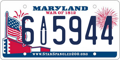 MD license plate 6AU5944