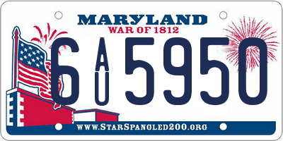 MD license plate 6AU5950