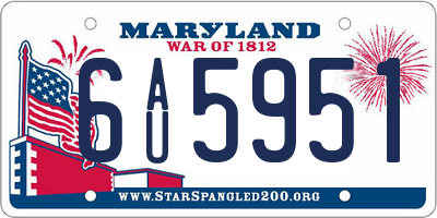 MD license plate 6AU5951
