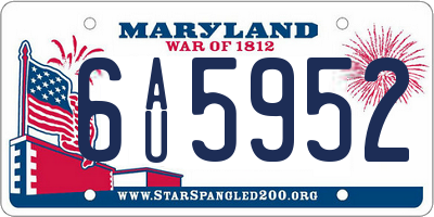 MD license plate 6AU5952