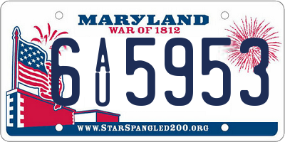 MD license plate 6AU5953