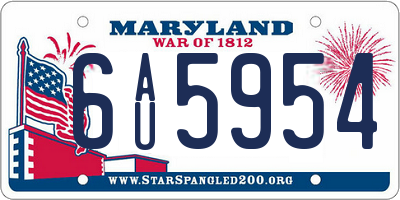 MD license plate 6AU5954