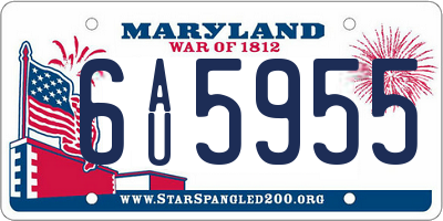MD license plate 6AU5955