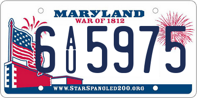 MD license plate 6AU5975