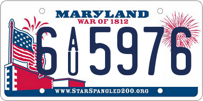 MD license plate 6AU5976