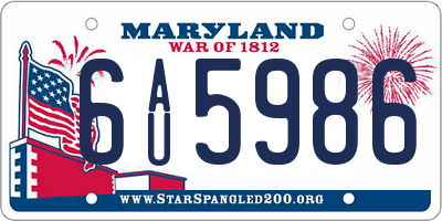 MD license plate 6AU5986