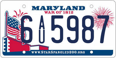 MD license plate 6AU5987