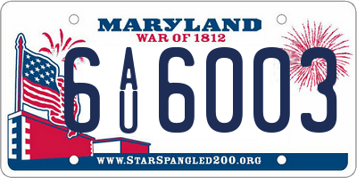 MD license plate 6AU6003
