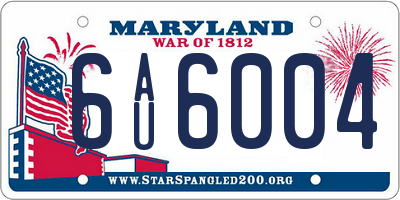 MD license plate 6AU6004