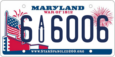 MD license plate 6AU6006