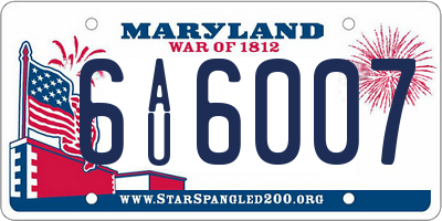MD license plate 6AU6007