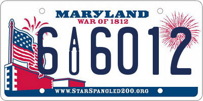 MD license plate 6AU6012