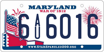 MD license plate 6AU6016