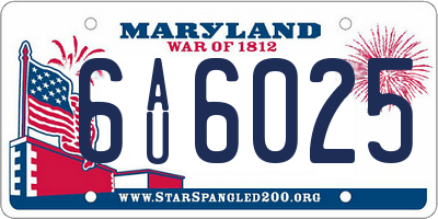 MD license plate 6AU6025