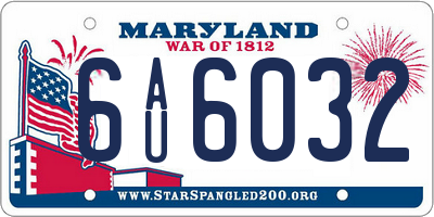 MD license plate 6AU6032