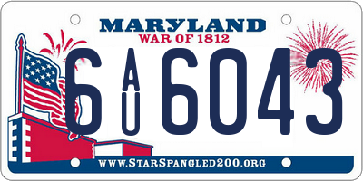 MD license plate 6AU6043