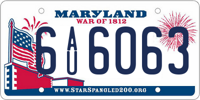 MD license plate 6AU6063