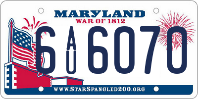 MD license plate 6AU6070