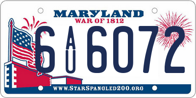 MD license plate 6AU6072
