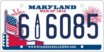 MD license plate 6AU6085