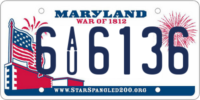 MD license plate 6AU6136