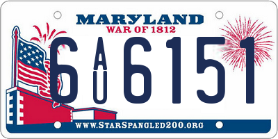 MD license plate 6AU6151