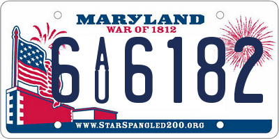 MD license plate 6AU6182