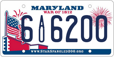 MD license plate 6AU6200