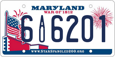MD license plate 6AU6201