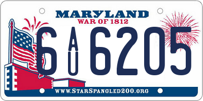 MD license plate 6AU6205