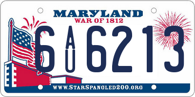 MD license plate 6AU6213